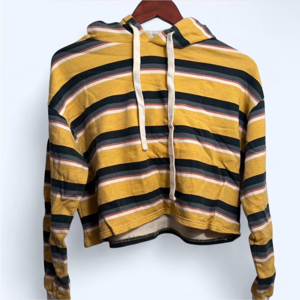 Striped Yellow Cropped Hoodie